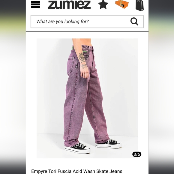 EMPYRE High Rise Baggy Relaxed Wide Leg Acid Wash Purple Skater "Mom" Jeans - Picture 3 of 17